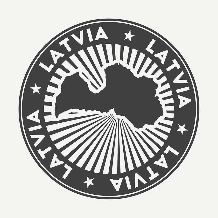 Sticker with the outline of Latvia