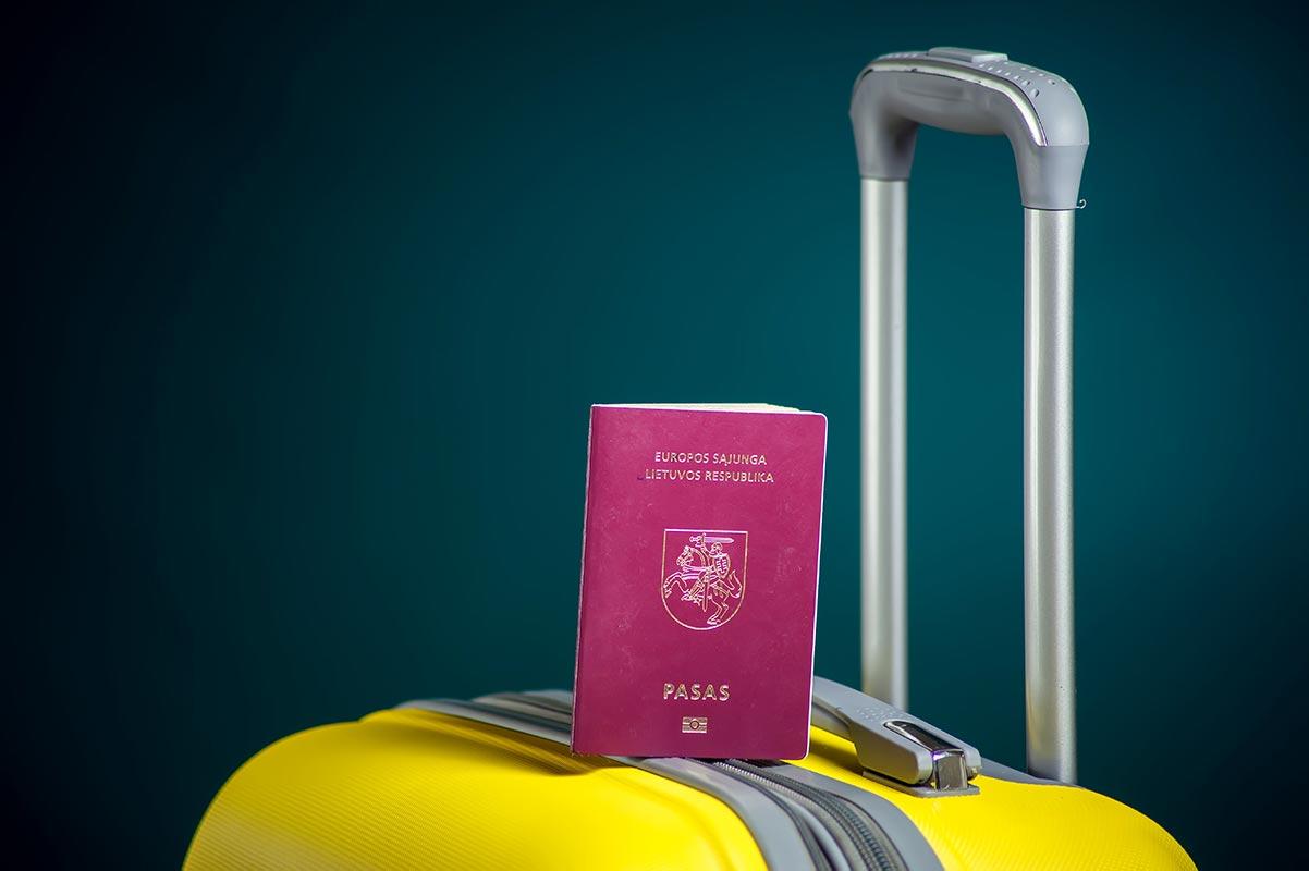 Lithuanian passport on luggage