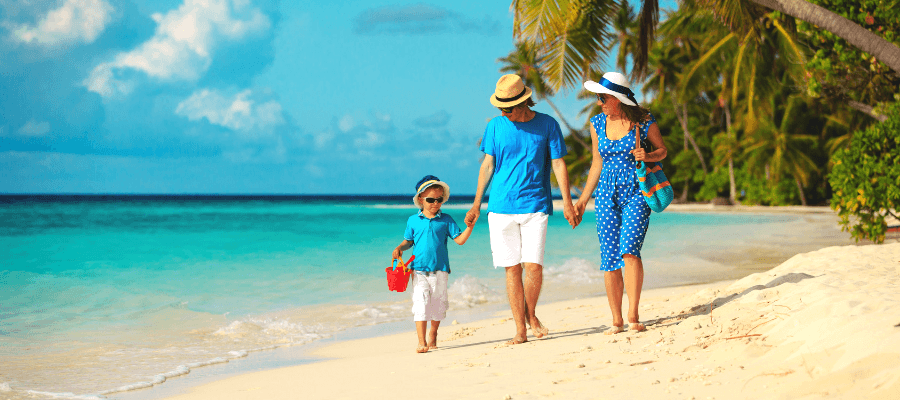 Family on beach in Phu Quoc